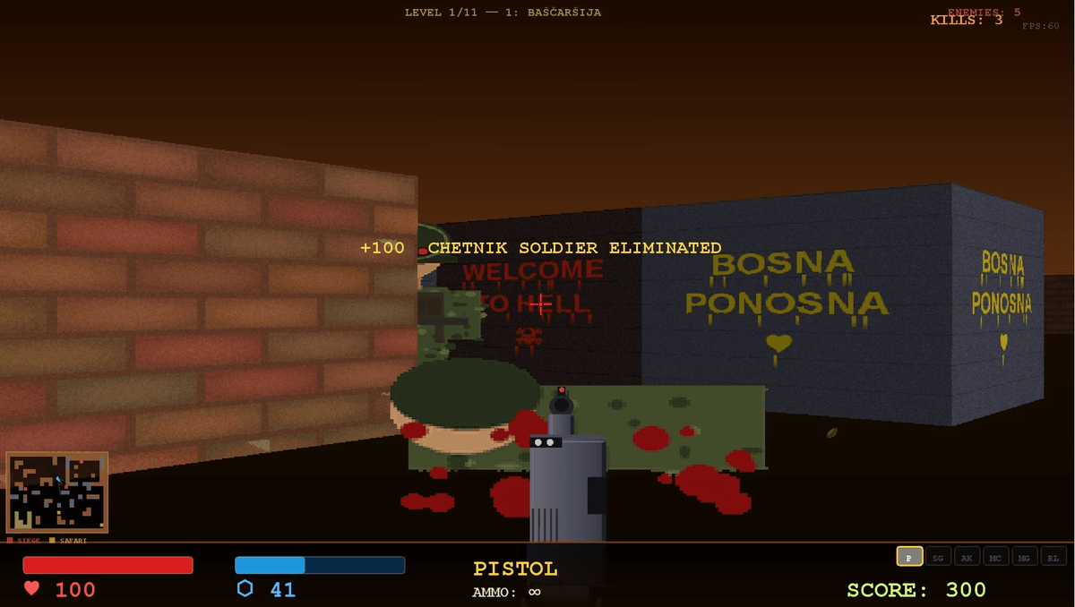 Bosnan gameplay screenshot: the guardian in battle